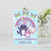 かわいいかわいいレインボーバースデーパーティ招待状 (スタンド正面)