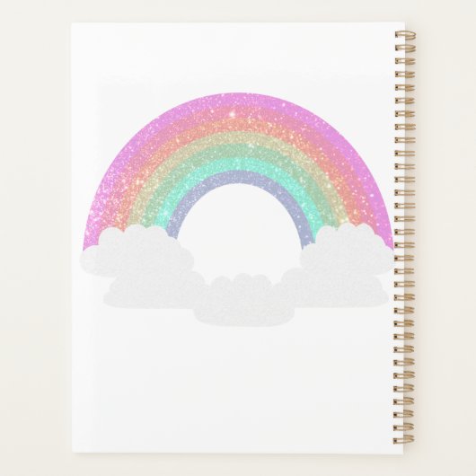 かわいいかわいいレインボーユニコーン名前をカスタムする プランナー手帳 (裏面)