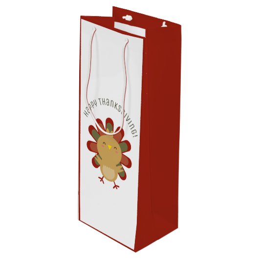 かわいいかわいい七面鳥ハッピー感謝祭ディナーパーティー ワインギフトバッグ (正面アングル)