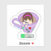 かわいいかわいい充電電池コーヒーカップガール シール (シート)