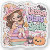 かわいいかわいい先生の魔女のハロウィン シール (正面)