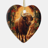 かわいいかわいい動物野生動物バイソンペットラバーギフト セラミックオーナメント (右)