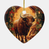 かわいいかわいい動物野生動物バイソンペットラバーギフト セラミックオーナメント (裏面)