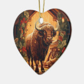 かわいいかわいい動物野生動物バイソンペットラバーギフト セラミックオーナメント (左)