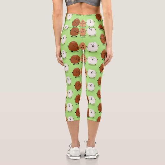 かわいいかわいい卵おもしろい漫画イラストレーション カプリレギンス (裏面)