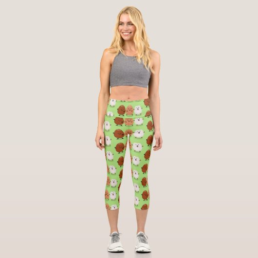 かわいいかわいい卵おもしろい漫画イラストレーション カプリレギンス (正面)