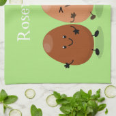 かわいいかわいい卵おもしろい漫画イラストレーション キッチンタオル (折り畳み)