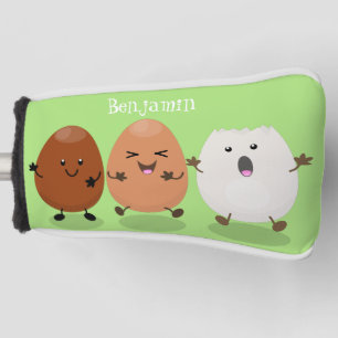 かわいいかわいい卵おもしろい漫画イラストレーション ゴルフヘッドカバー