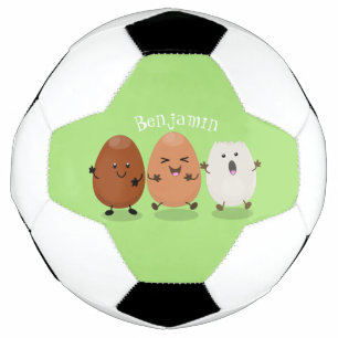 かわいいかわいい卵おもしろい漫画イラストレーション サッカーボール