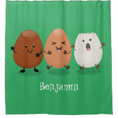 かわいいかわいい卵おもしろい漫画イラストレーション シャワーカーテン (正面)