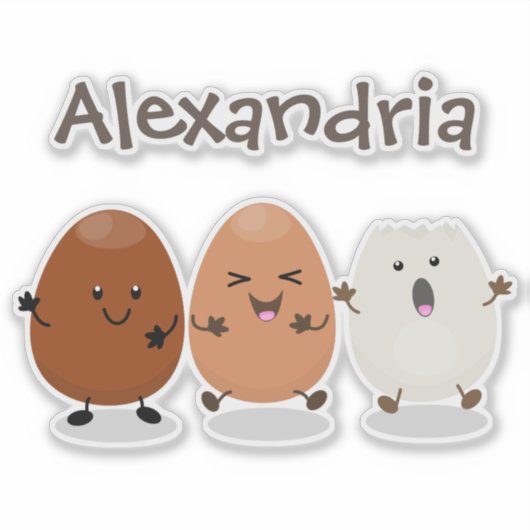 かわいいかわいい卵おもしろい漫画イラストレーション シール (正面)