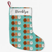 かわいいかわいい卵おもしろい漫画イラストレーション スモールクリスマスストッキング (正面)