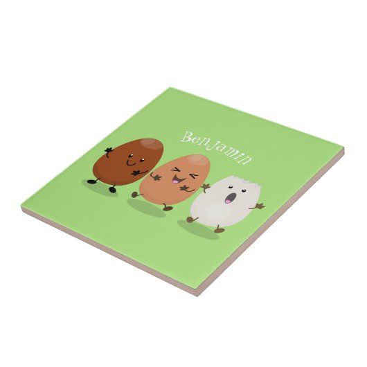 かわいいかわいい卵おもしろい漫画イラストレーション タイル (側面)