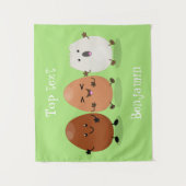 かわいいかわいい卵おもしろい漫画イラストレーション タペストリー (正面)