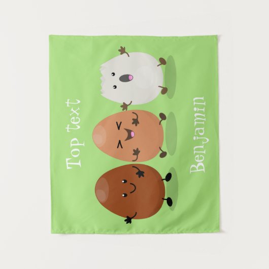 かわいいかわいい卵おもしろい漫画イラストレーション タペストリー (正面)