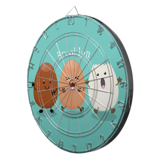 かわいいかわいい卵おもしろい漫画イラストレーション ダーツボード (正面右)