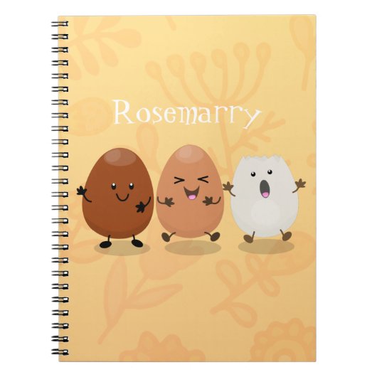 かわいいかわいい卵おもしろい漫画イラストレーション ノートブック (正面)