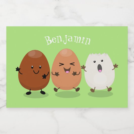 かわいいかわいい卵おもしろい漫画イラストレーション フードラベル (シングルラベル)