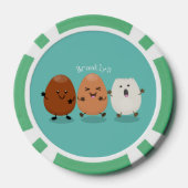 かわいいかわいい卵おもしろい漫画イラストレーション ポーカーチップ (裏面)