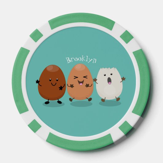 かわいいかわいい卵おもしろい漫画イラストレーション ポーカーチップ (裏面)