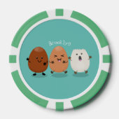 かわいいかわいい卵おもしろい漫画イラストレーション ポーカーチップ (正面)