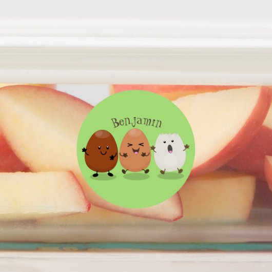 かわいいかわいい卵おもしろい漫画イラストレーション ラベル (貼付)