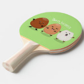 かわいいかわいい卵おもしろい漫画イラストレーション 卓球ラケット (正面アングル)