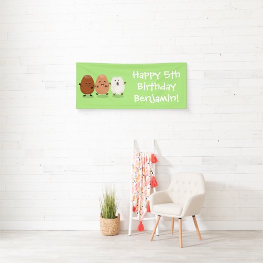 かわいいかわいい卵おもしろい漫画イラストレーション 横断幕 (インサイチュ)