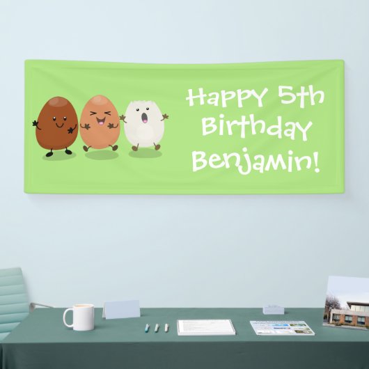 かわいいかわいい卵おもしろい漫画イラストレーション 横断幕 (トレードショー)