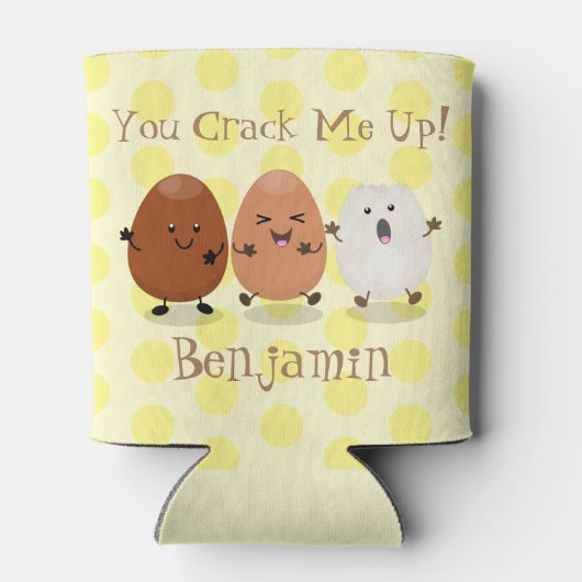 かわいいかわいい卵おもしろい漫画イラストレーション 缶クーラー (裏面)