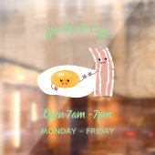 かわいいかわいい卵とベーコン漫画イラストレーション ウィンドウサイン (シート2)