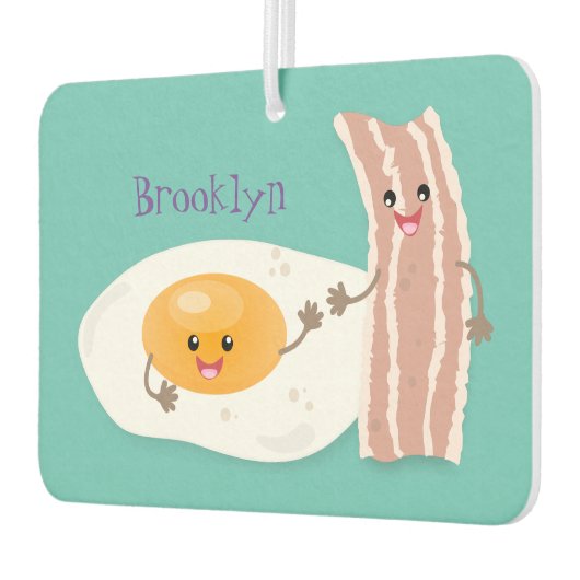 かわいいかわいい卵とベーコン漫画イラストレーション カーエアーフレッシュナー (左)