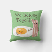 かわいいかわいい卵とベーコン漫画イラストレーション クッション (裏面)