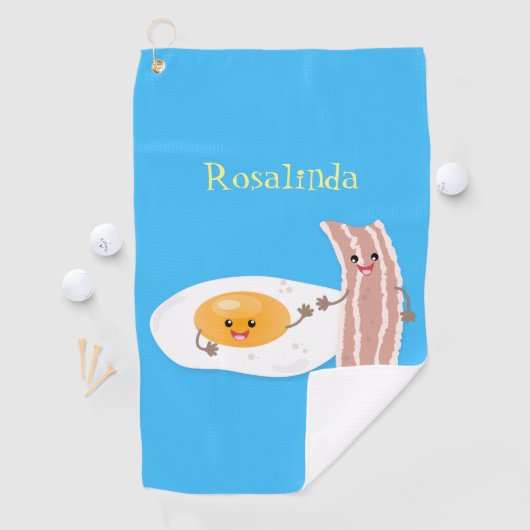 かわいいかわいい卵とベーコン漫画イラストレーション ゴルフタオル (インサイチュ)