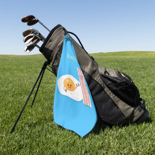 かわいいかわいい卵とベーコン漫画イラストレーション ゴルフタオル