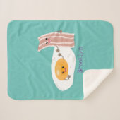 かわいいかわいい卵とベーコン漫画イラストレーション シェルパブランケット (正面(横))