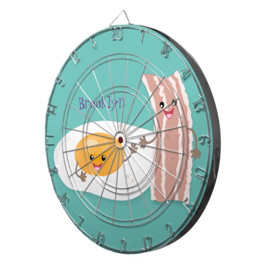 かわいいかわいい卵とベーコン漫画イラストレーション ダーツボード (正面右)