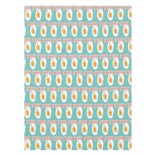 かわいいかわいい卵とベーコン漫画イラストレーション テーブルクロス (正面)