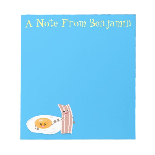 かわいいかわいい卵とベーコン漫画イラストレーション ノートパッド (正面)