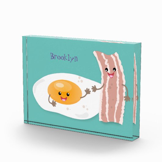 かわいいかわいい卵とベーコン漫画イラストレーション フォトブロック (右)