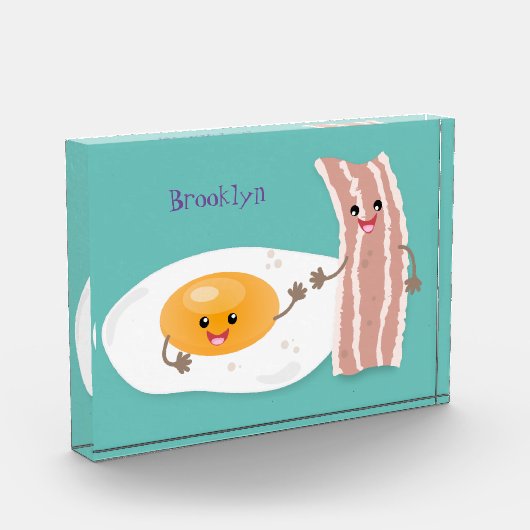 かわいいかわいい卵とベーコン漫画イラストレーション フォトブロック (左)