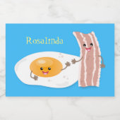 かわいいかわいい卵とベーコン漫画イラストレーション フードラベル (シングルラベル)