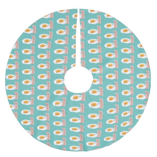 かわいいかわいい卵とベーコン漫画イラストレーション ブラッシュドポリエステルツリースカート (正面)