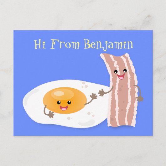 かわいいかわいい卵とベーコン漫画イラストレーション ポストカード (正面)