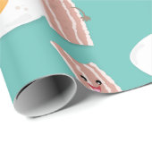 かわいいかわいい卵とベーコン漫画イラストレーション ラッピングペーパー (ロールコーナー)