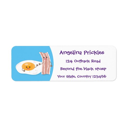 かわいいかわいい卵とベーコン漫画イラストレーション ラベル (正面)