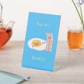 かわいいかわいい卵とベーコン漫画イラストレーション 台座サイン (インサイチュ)