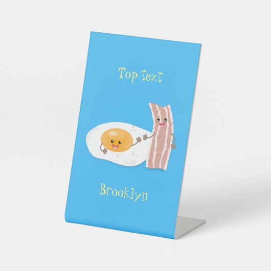 かわいいかわいい卵とベーコン漫画イラストレーション 台座サイン (正面)