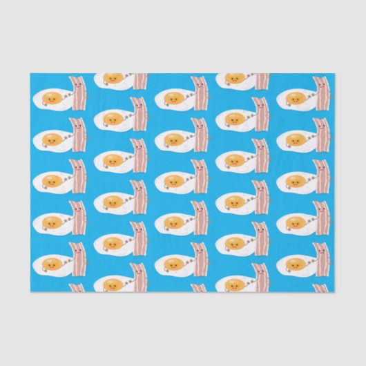 かわいいかわいい卵とベーコン漫画イラストレーション 薄葉紙 (正面)