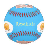 かわいいかわいい卵とベーコン漫画イラストレーション 野球ボール (裏面)